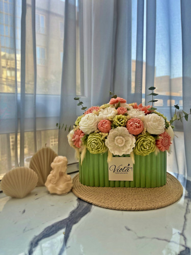 باکس گل کرکره ای جاودان سبز گلبهی