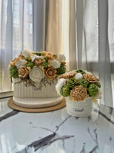 باکس گل کرکره ای جاودان سفید سبز