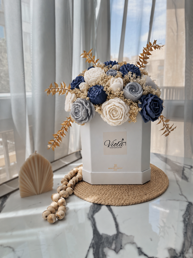 باکس گل جاودان آلاله سرمه ای