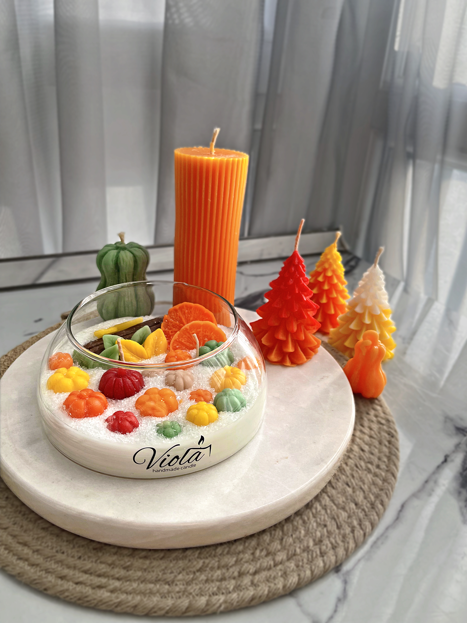 شمع شیشه ای سرزمین کدو ریزه ویولا